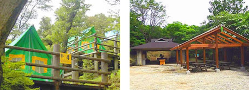 千早赤坂村金剛山キャンプの炊事場とテント