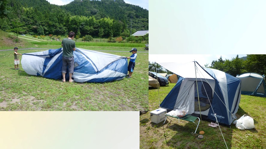 はじめてのキャンプでテント設営